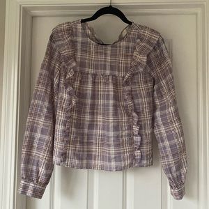 LOFT purple plaid blouse